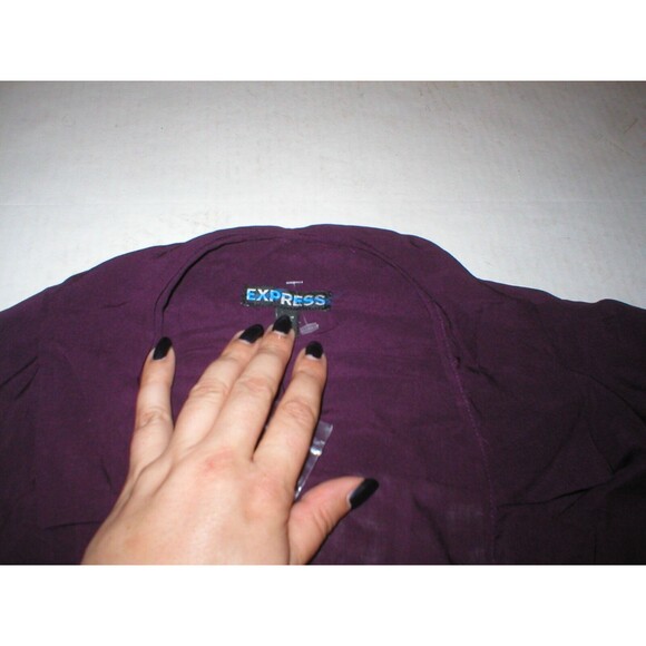 New Womens Express Top M Dark Purple Small Nice Work School Blouse SS Viscose - Picture 8 of 10